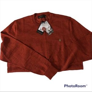 Men’s V-Neck Pullover Sweater Orange Size Large NWT  MAKUMAYU